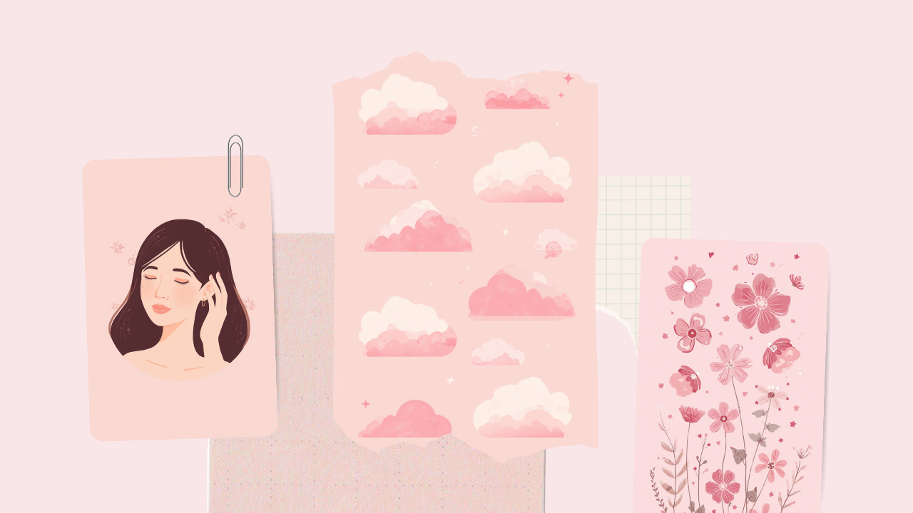 耳をやさしくマッサージしている女性のイラスト