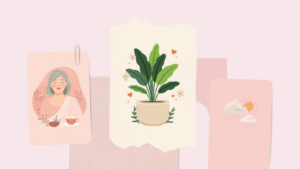 更年期と気象病をテーマにした淡いピンクのウェルネスイラスト
