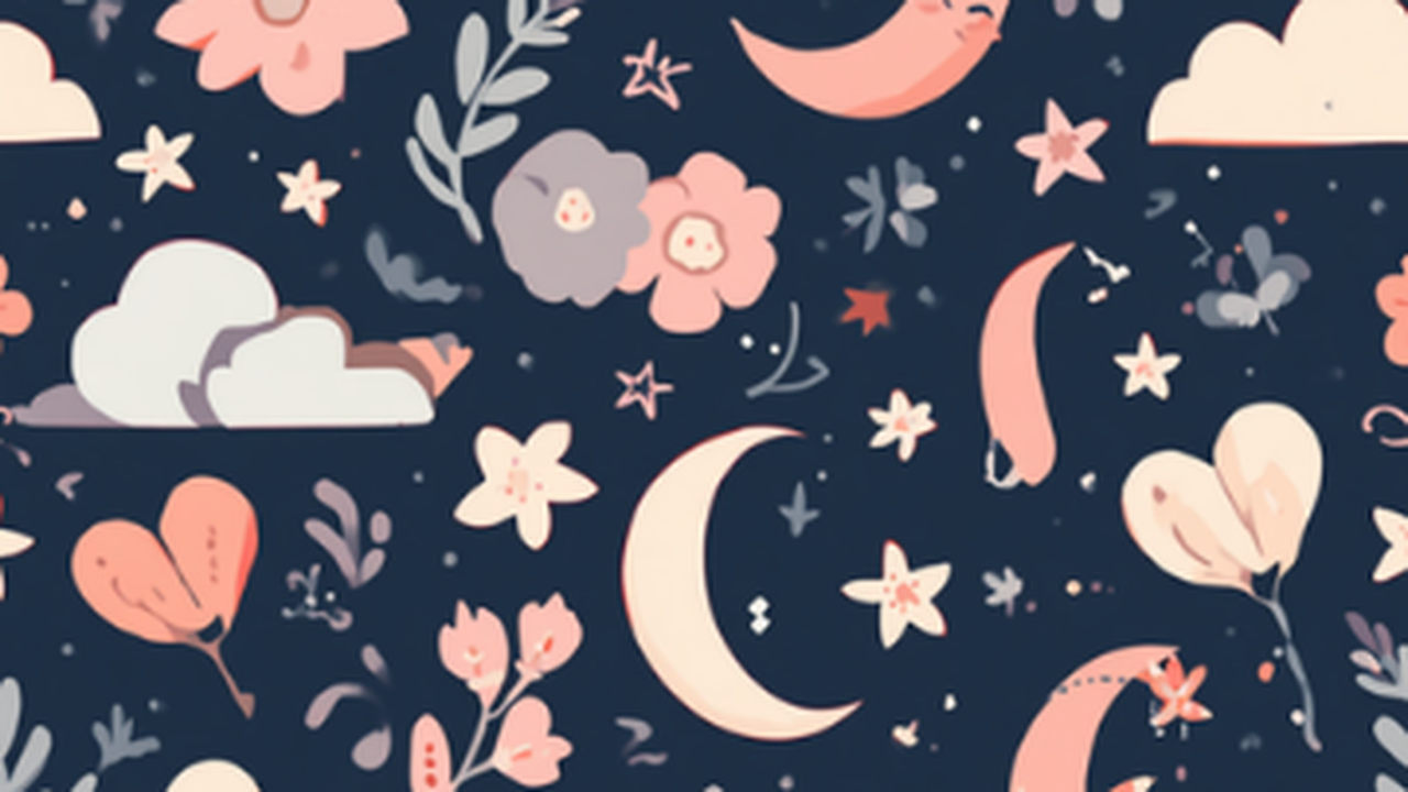 夜空に三日月や星・雲が浮かぶイラスト。生理前に眠くなる原因（ホルモンの変化）のイメージ
