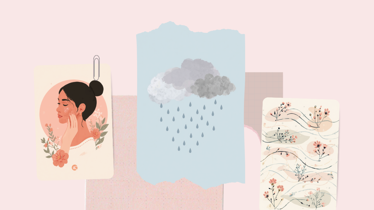 低気圧で自律神経が乱れ鼻がつまる仕組みをイメージしたイラスト