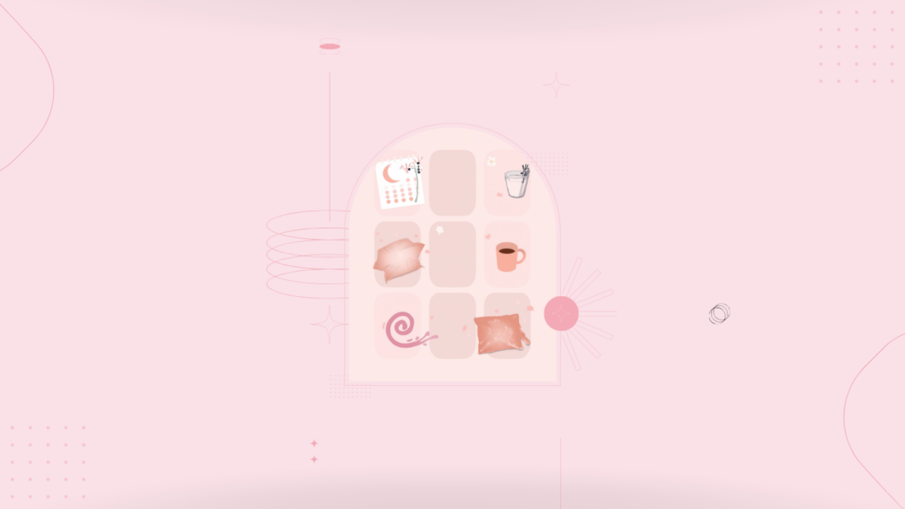 生理前のめまい・立ちくらみのケアを表すピンクのイラスト